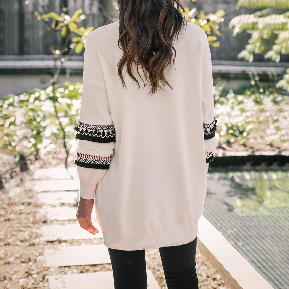Хлопковый однотонный Кардиган с длинным рукавом, вязаный свитер для женщин, открытый стежок, Повседневный свитер с большим карманом, женский свободный кардиган, одежда
