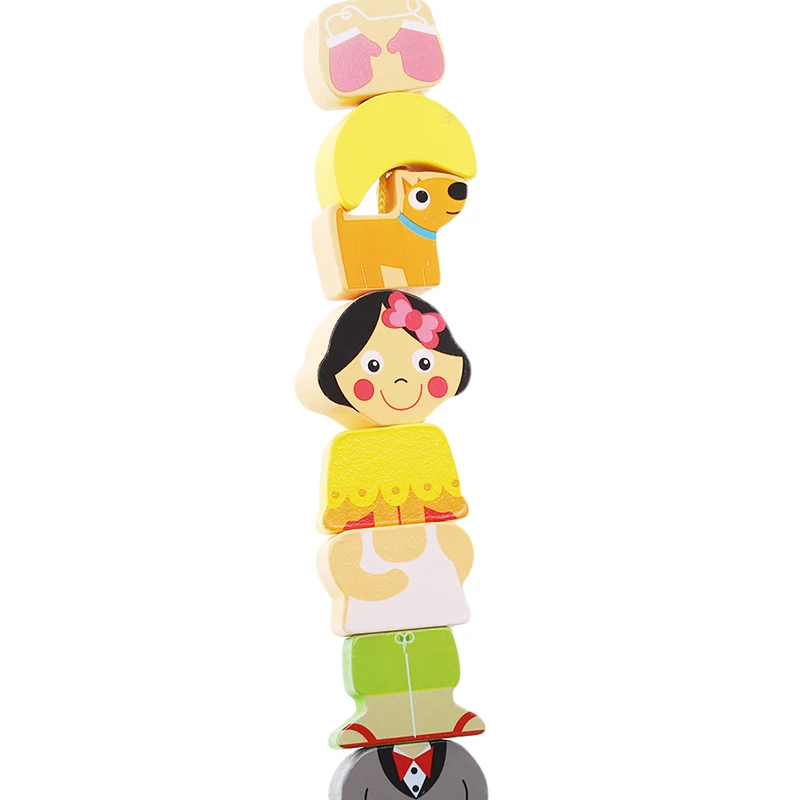 Creative Wooden Toys Baby Flower Beads String Lacing Puzzle Early Learning Educational Toys For Toddler Children DIY Toys