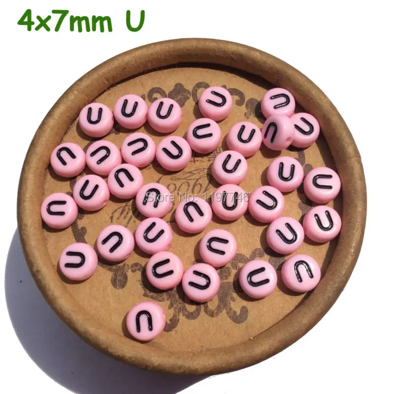 

Letter Beads for diy Jewelry making Pink Beads with Letters 4*7mm 100pcs Acrylic Bead Vowel Alphabet Beads Separate Letter Beads