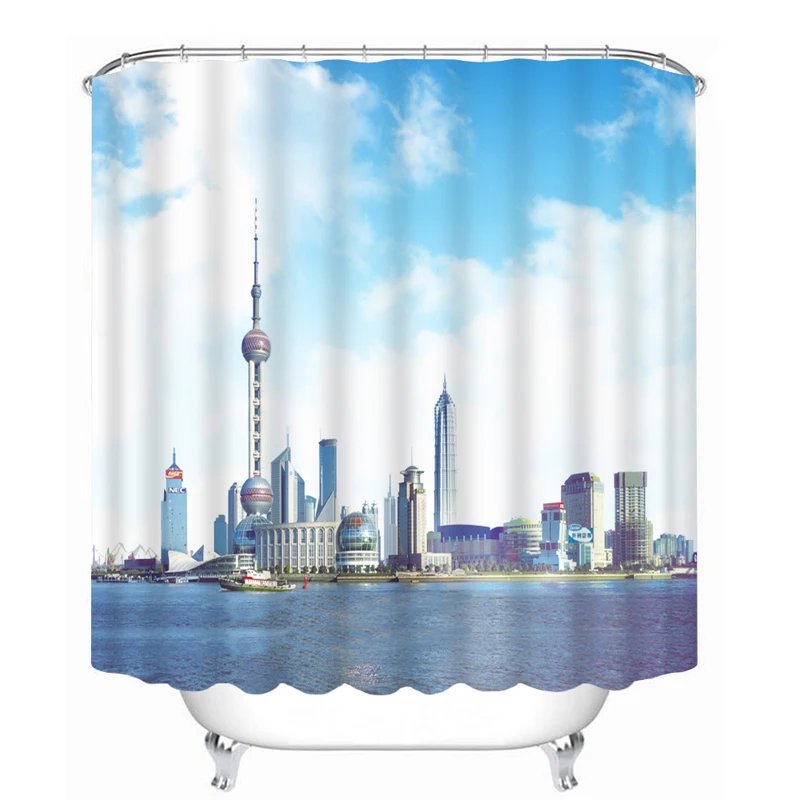 Водонепроницаемая душевая занавеска из полиэстера с 3D рисунком лесного