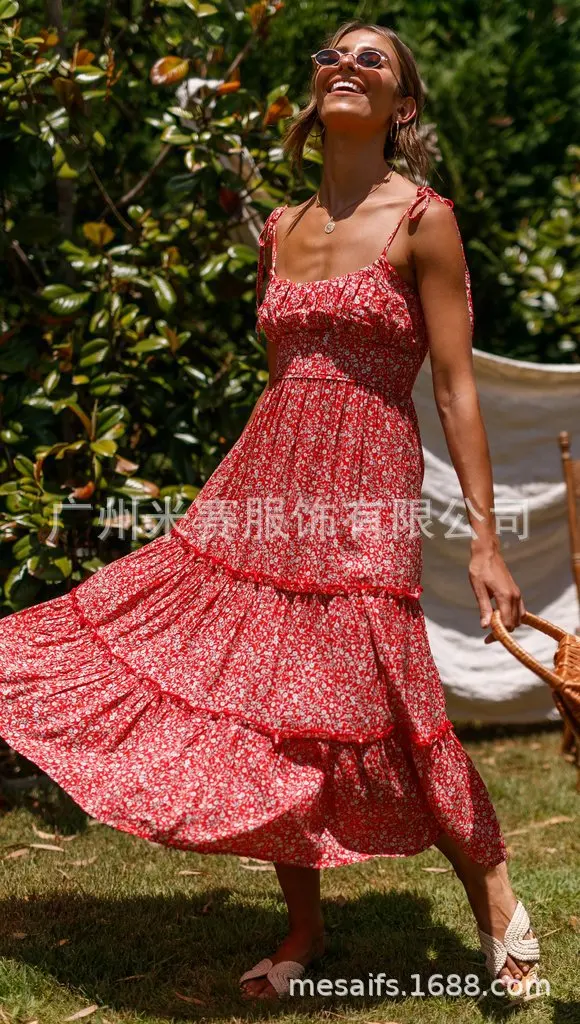 Женское платье макси на тонких бретелях винтажные пляжные платья без рукавов