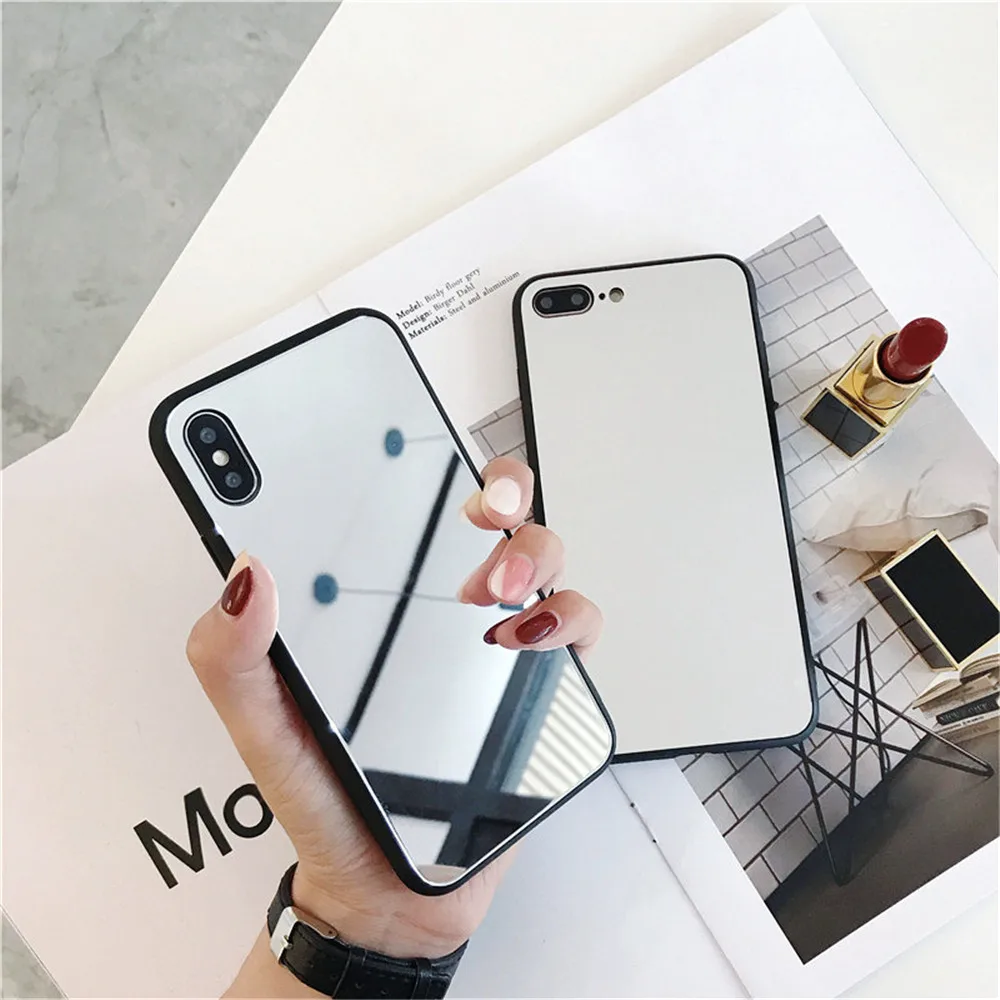 Clear Make-up Mirror Rear Case for Huawei Mate 20 Pro Nova 4 Hard Tempered Glass Back Cover P20 P30 Lite Enjoy 9 |