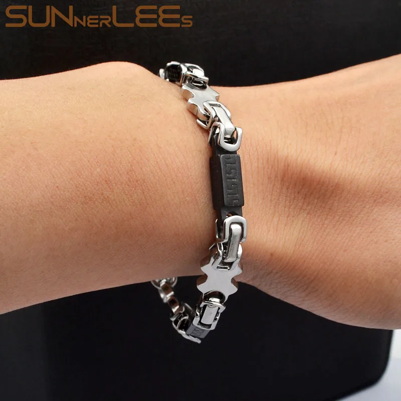 SUNNERLEES ювелирные изделия браслет из нержавеющей стали 9 мм черный серебряный цвет