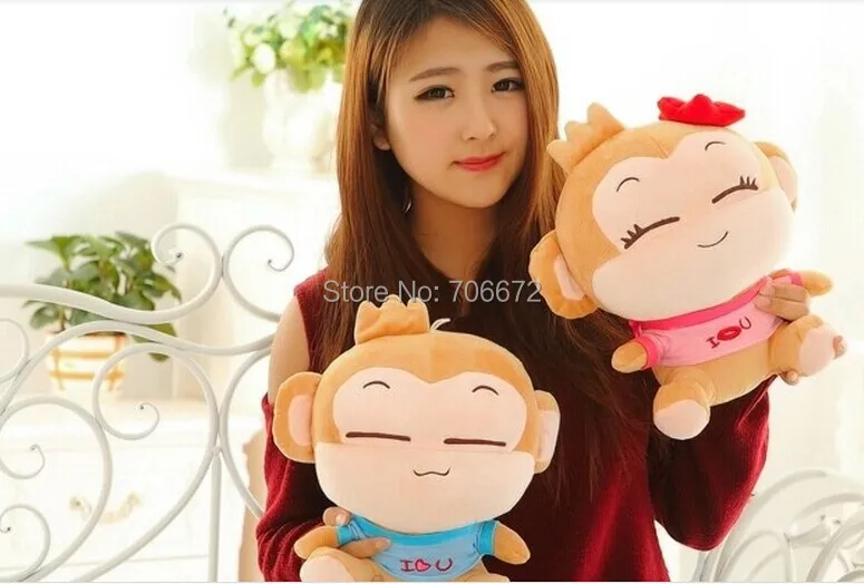 

about 28cm loves monkeys plush toy yoyo and cici monkey doll birthday gift d7068