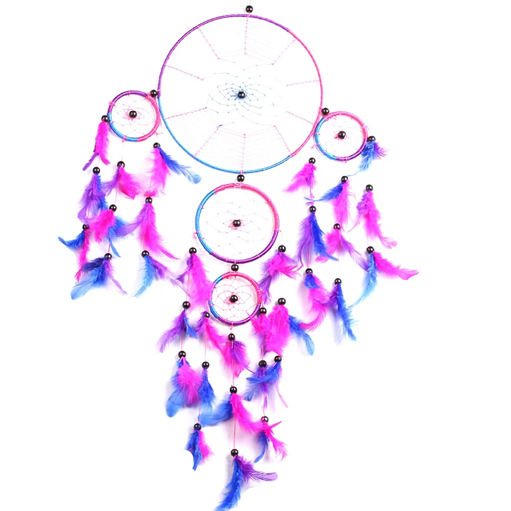 Сетка Ловец снов в индийском стиле с перьями ветряные колокольчики настенный