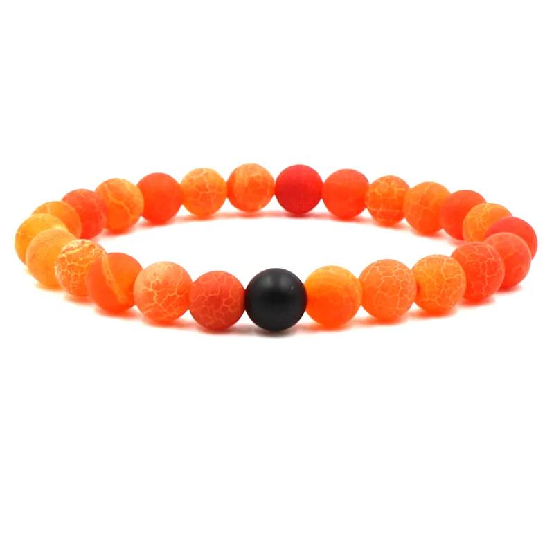 

HOBBORN Trendy 8mm Natural Stone Bracelet Women Men Matt Weathered Onxy Mix Strand Romantic Couple Love Beads Bracelets Jewelry