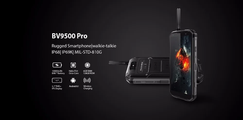 Blackview BV9500 pro 10000 мАч IP68 водонепроницаемый мобильный телефон android 8,1 5," 18:9 смартфон 6 ГБ 128 Гб Беспроводная зарядка NFC OTG