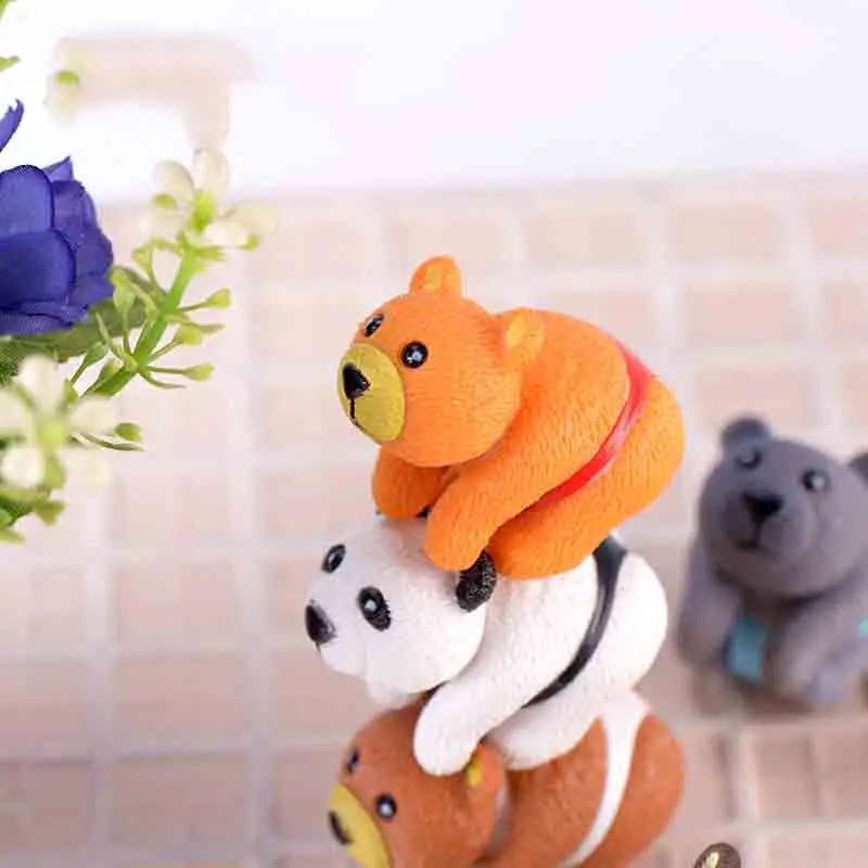 Милый медвежонок 6 шт. миниатюрные фигурки для сада украшения тортов садовые