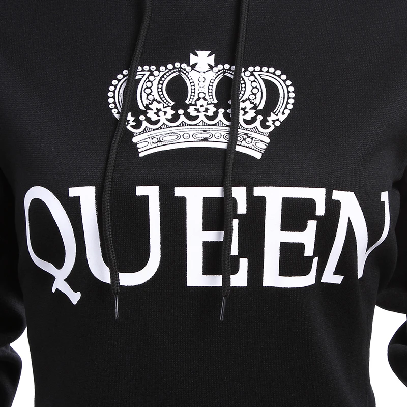 

Printed Hooded Long Sleeve Lovers Sweater Casual Fashion King Queen Sweatshirt Letter New Style Sweatshirt For Women