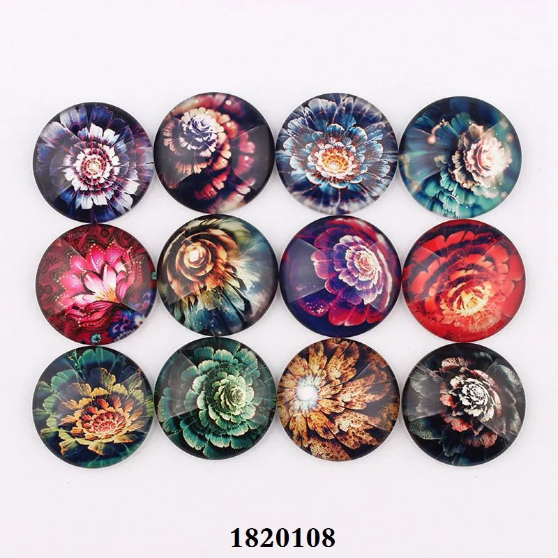 Ручная работа, 20 мм, 20 шт, стеклянные смешанные виды цветов, глаз и дерева, плоская задняя часть, камея, кабошон, купольные, сделай сам, ювелирные изделия, шарм, фото, подвеска, установка - Цвет: Multilayer flower