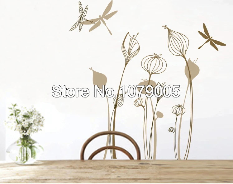 Home Decor Wall Sticker DIY Removable Decoration Mural Decal Flower Dragonfly | Дом и сад