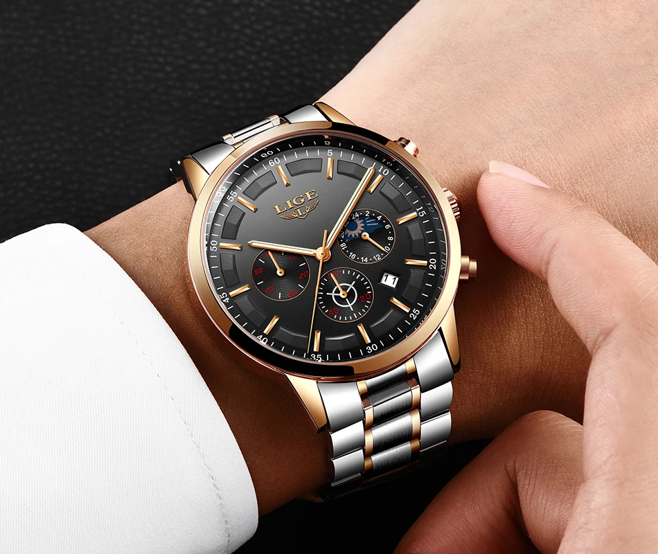 Reloj Hombre LIGE мужские часы Лидирующий бренд Роскошные модные кварцевые наручные часы мужские бизнес все стальные водонепроницаемые часы Montre Homme