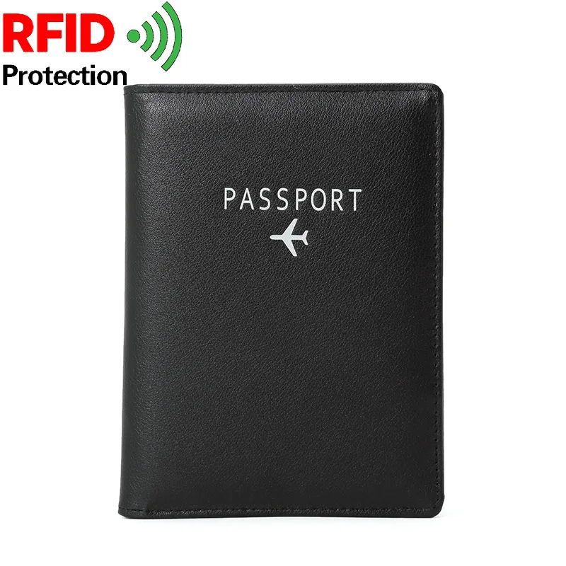 Дорожная Обложка для паспорта, мужской Rfid кошелек для кредитных карт, из искусственной кожи чехол для паспорта, Rfid карта, защита для путешествий, Мужской органайзер - Цвет: Черный