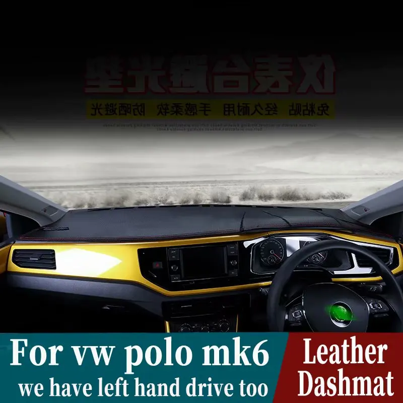 

Кожаный коврик для Volkswagen VW POLO Hatchback Mk6 2019 20120, Накладка для приборной панели, коврик для приборной панели, коврик, ковер, аксессуары для автост...