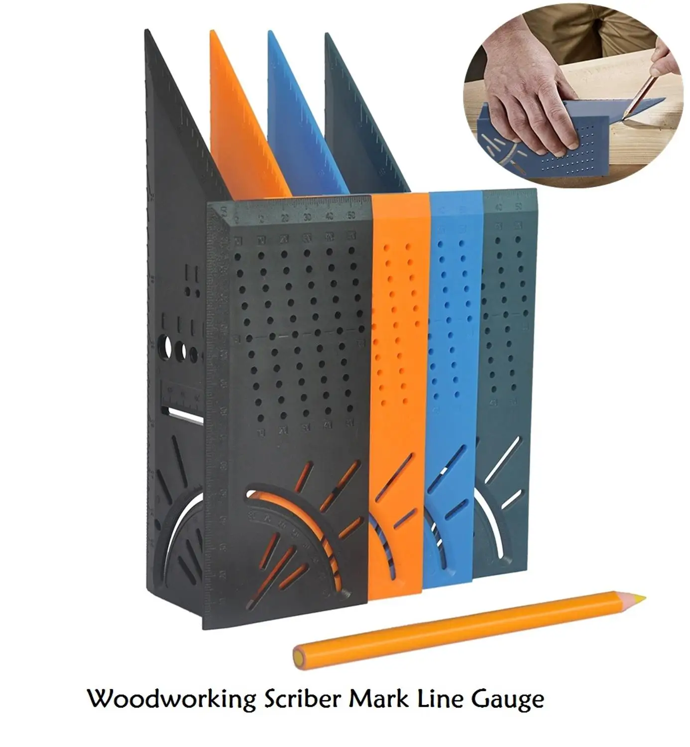 

Woodworking Scriber Mark Line Gauge Caliper Ruler Carpenter Plastics Measuring Tool 215*72*64mm Dropshipping