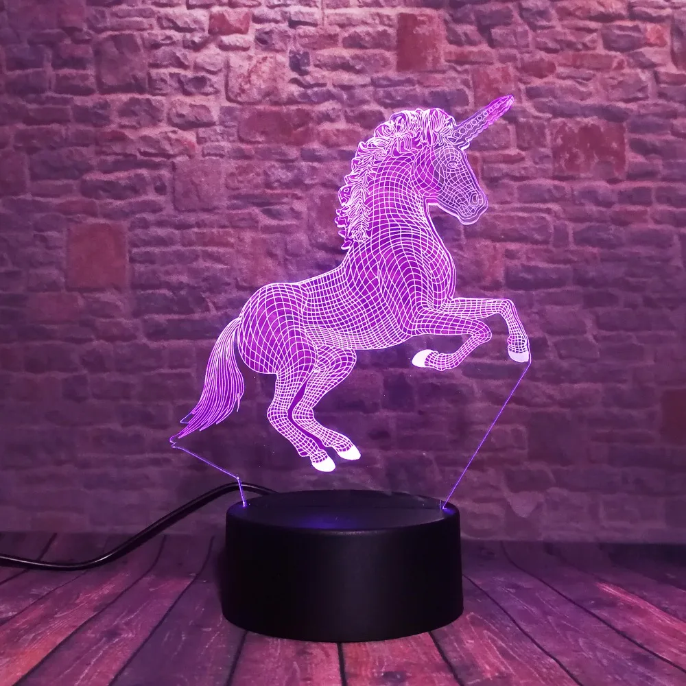 Единорог бег Лошадь Прыжки действия 7 цветов RGB Ночник светильник детские игрушки