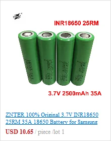 ZNTER 3,7 V INR18650 25RM 35A 18650 батарея для samsung 2500mAh литий-ионная батарея 18650 батарея для игрушечного инструмента Tlashlight