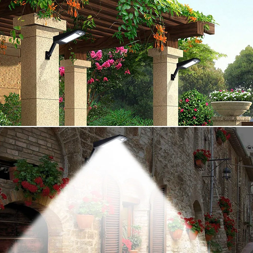 

Outdoor Lighting 48 LED Solar LED Light Wall Lamp PIR Sensor Motion Emergency Adjustable Pole IP65 Waterproof 4 Modes For Garden
