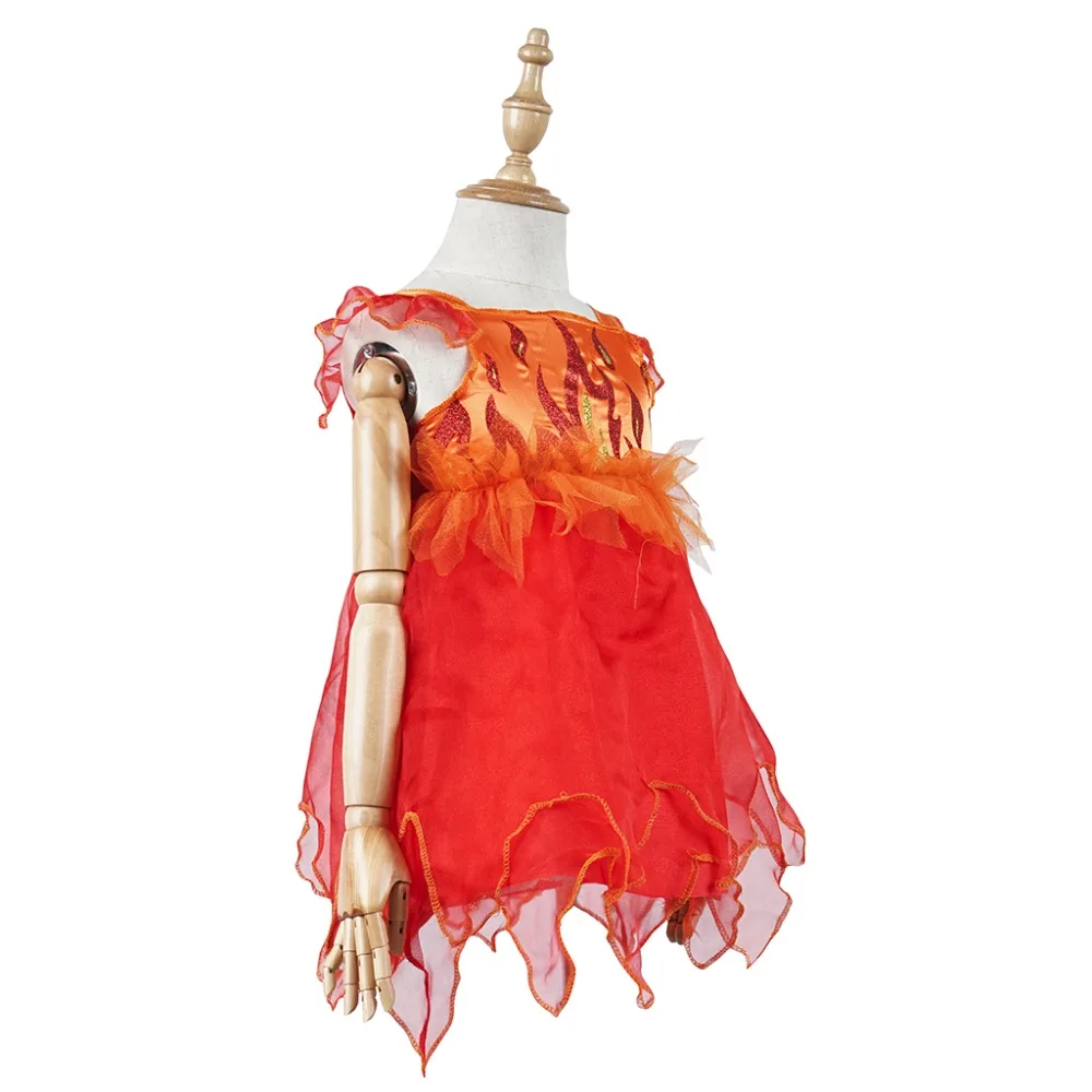 

Toddler Girls Devil Flame Devilish Costume Dress Red Cosplay Clothing Outfits Tail for Kids Children Party Halloween Costumes