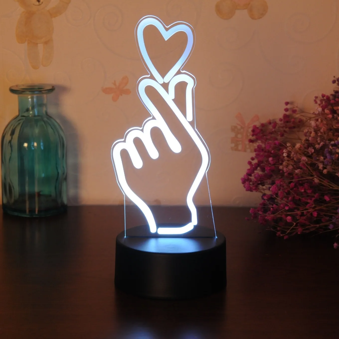 Светодиодная лампа Show love Lampara Luz De 7 цветов USB настольная креативная голограмма 3D