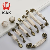 kak 5pcslot marble lines ceramic cabinet handles zinc alloy drawer knobs wardrobe door handles antique bronze furniture handle