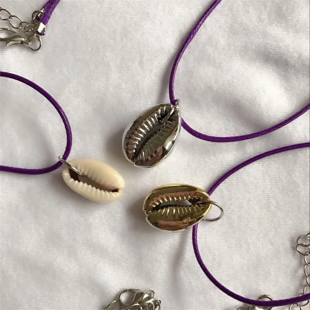 Харадзюку бохо уличный шик простой вид Cowrie море золото натуральный корпус колье