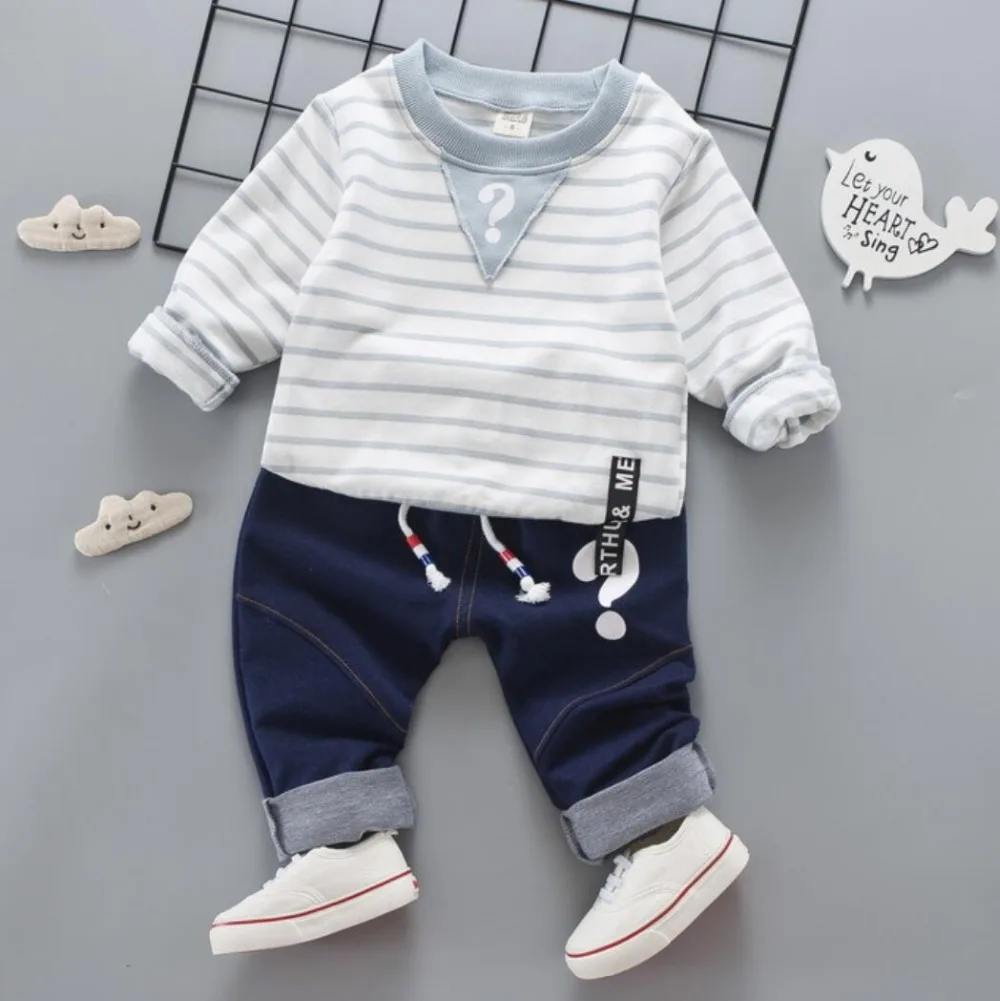 Autumn Winter Toddler Tracksuit Baby Boys Girls Clothing Sets Children Clothes Stripe Shirt Kids Cotton Pants 2 Pcs Sport Suits |