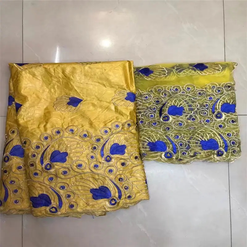 2017 New France BAZIN riche getzner fabric with Embroidery african lace Fabric 5+2yards free shipping Nigeria | Дом и сад