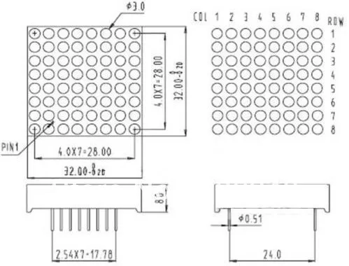Светодиодный матричный дисплей 10 шт. 8x8 3 мм красный/желтый/оранжевый CA США|matrix