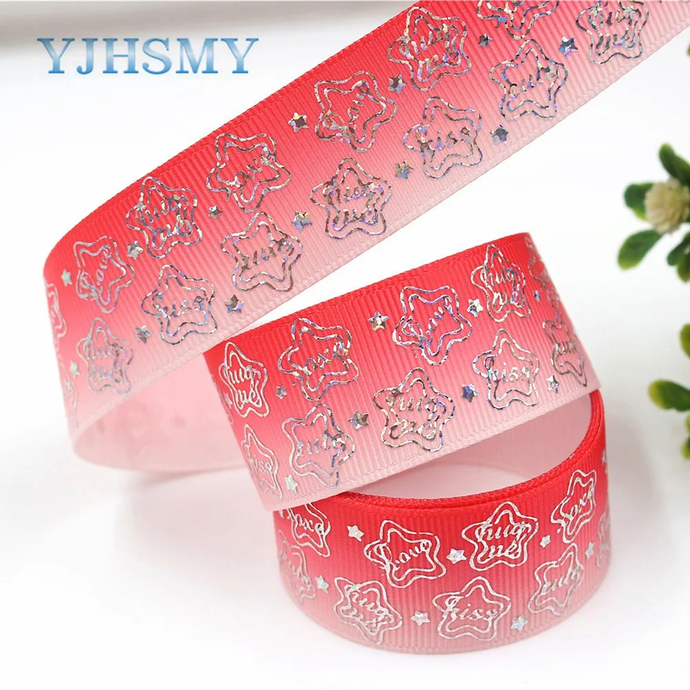 YJHSMY G-18609-385 25 мм 10 ярдов лазерная серебряная в форме сердца с принтом love корсажная