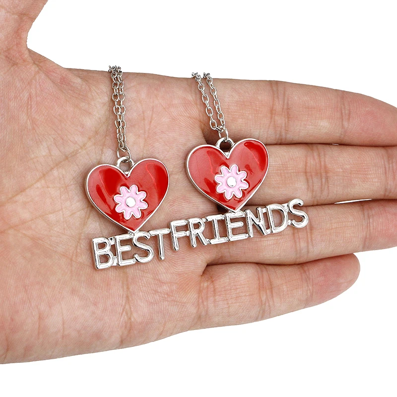 2 шт./компл. красное сердце Эмаль BFF ожерелья для девочек лучшие друзья навсегда