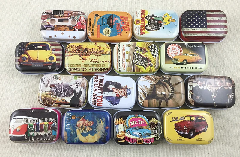 16 шт./лот винтажная Мини жестяная коробка в американском стиле для хранения