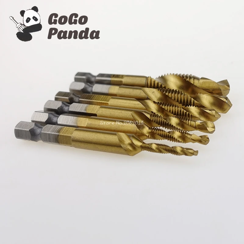 Бесплатная доставка 6 шт. шестигранный хвостовик сверла Титановая спираль