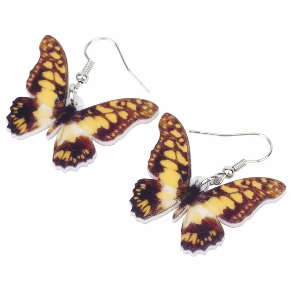 Bonsny Акриловые Новые серьги-бабочки Papilio Machaon большие длинные висячие капли модные