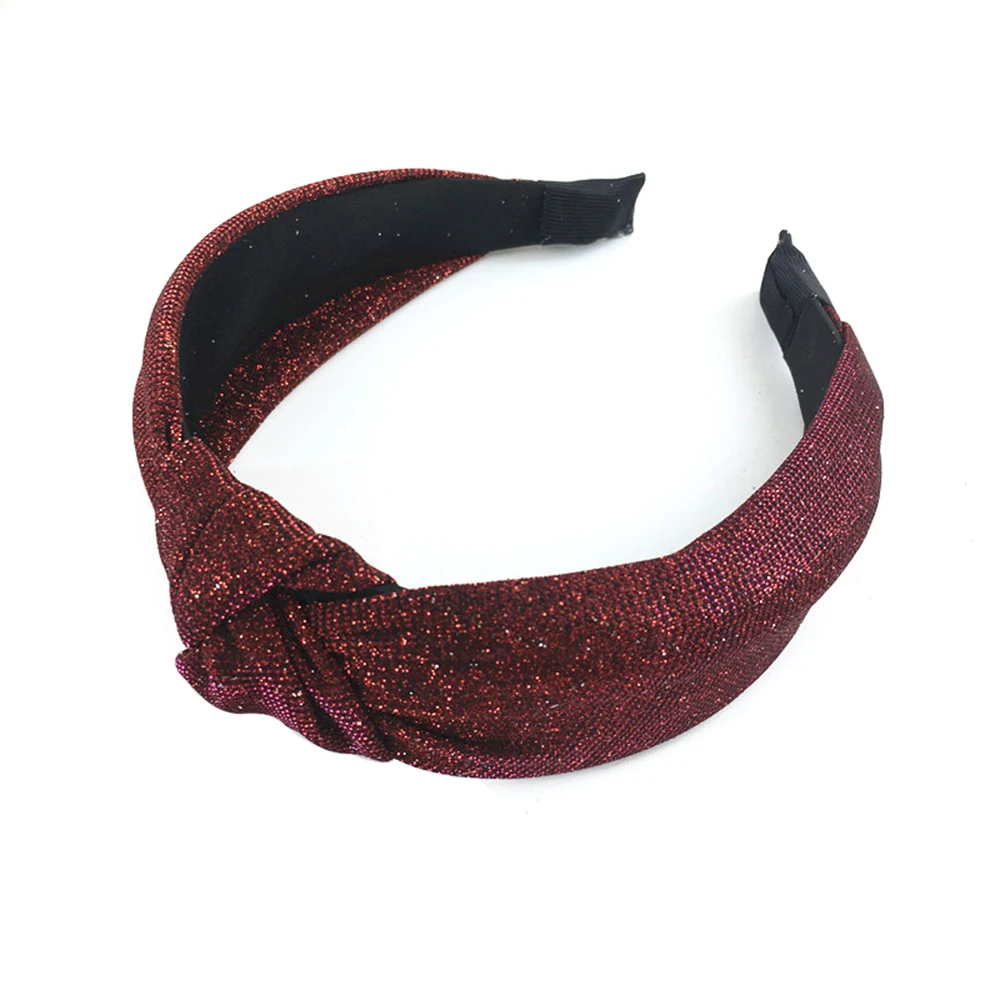 Женские ободки с узелком из широкой яркой пряжи новые милые блестящие для волос