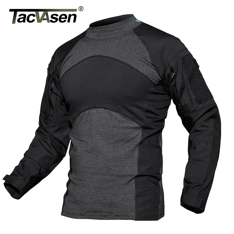 TACVASEN, мужская летняя тактическая футболка, армейская футболка, хлопковая, с длинным рукавом, для страйкбола, рубашки для выступлений, пейнтбол, военная одежда