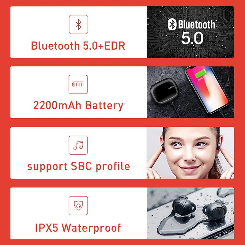 Havit I93 TWS мини беспроводные наушники-вкладыши Bluetooth наушники V5.0 Спорт IPX5