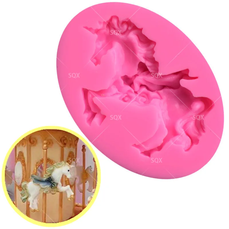 

Силиконовая 3D форма в форме единорога для помадки, инструменты для украшения торта, кухонные аксессуары SQ15244