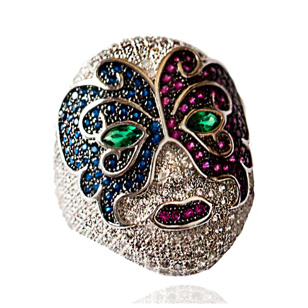 Роскошное большое коктейльное кольцо Стразы с лицом для женщин и мужчин