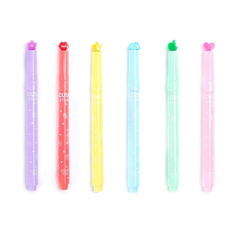 1 шт. новый узор акварельный маркер милый креативный карандаш 6 цветов офисные и