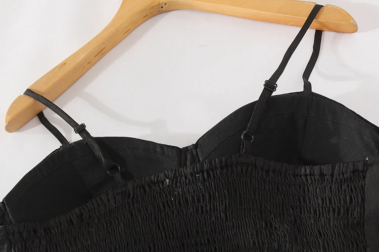 Summer New Women's Sexy Simple V-neck Sling with Chest Pad Splicing Mesh Dress | Женская одежда