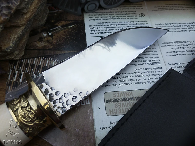 LCM66 ковки Тактический маленький фиксированные ножи, Медь головы+ ручка из плотной древесины выживания Ножи, Походный нож для Выживание. Портативный нож инструмент