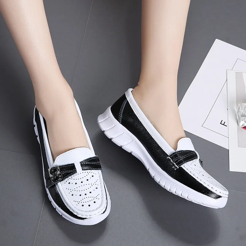 Женские лоферы без застежки PINSEN весенние повседневные туфли из натуральной кожи