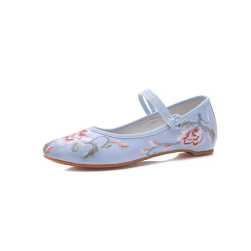 Women Spring Flats Cotton Fabric Butterfly Flowers Embroidery Shoes Woman Ladies Shallow Pointed Toe Dance Ballet Flat | Обувь
