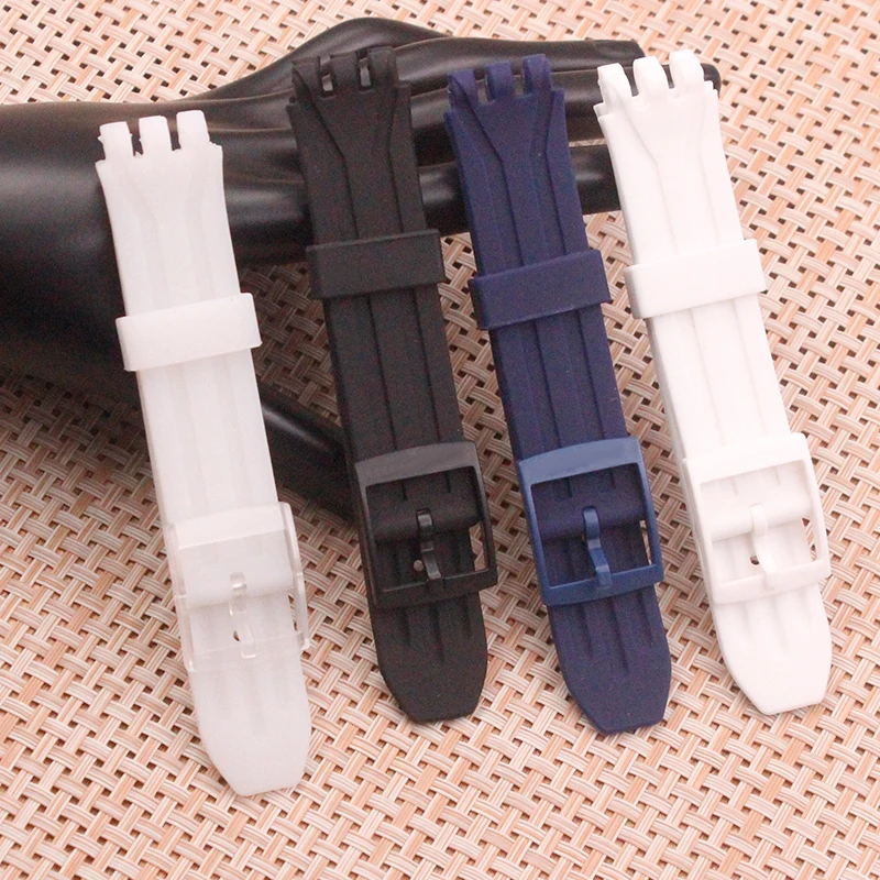 

Ремешок резиновый для часов Swatch SUIB400 SUIK400, мягкий силиконовый выпуклый браслет с тремя зубцами, аксессуары для мужских и женских часов