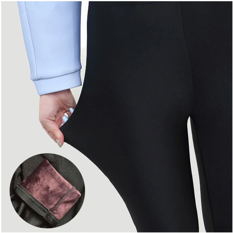 

CUHAKCI Velvet Legging Thick Slim Trousers Women's Winter Cashmere Leggins Fashion Pants Warm Super High Elastic