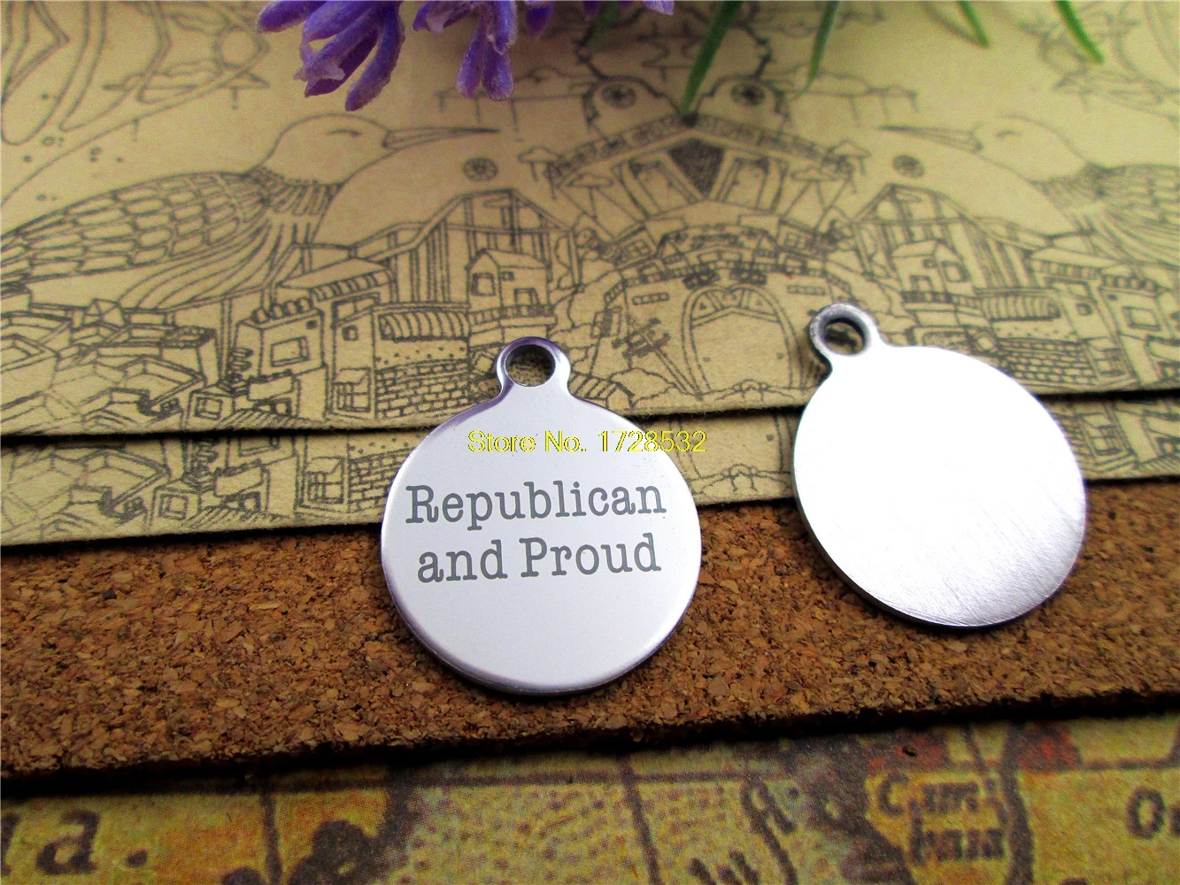 

20pcs--stainless steel charms"Republan and Pround" 5 style for choosing DIY Charms Pendants