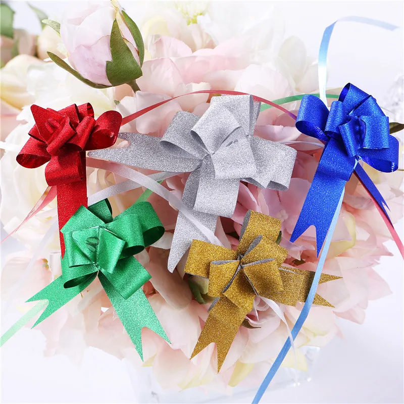 10pcs/pack DIY Pull Flower Ribbons Gift Wrapping Happy New Year Wedding Birthday Party Supplies Home Decoration | Дом и сад