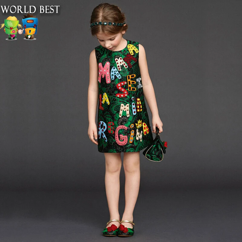 Весенние детские платья для девочек Брендовое детское платье жаккардовое с