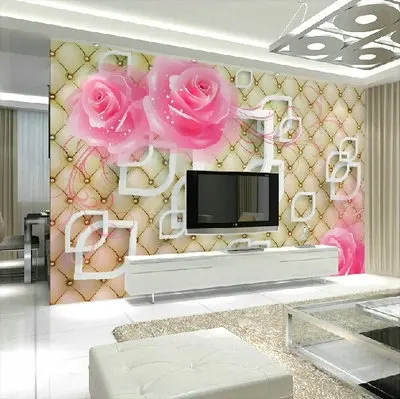 Large modern concise television sofa background large floral pattern wallpaper 3d wall panels cellophane roll | Обустройство дома